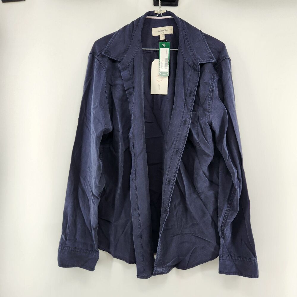 Hawker Rye Men's Navy‎ Large Sueded Woven Shirt NWT